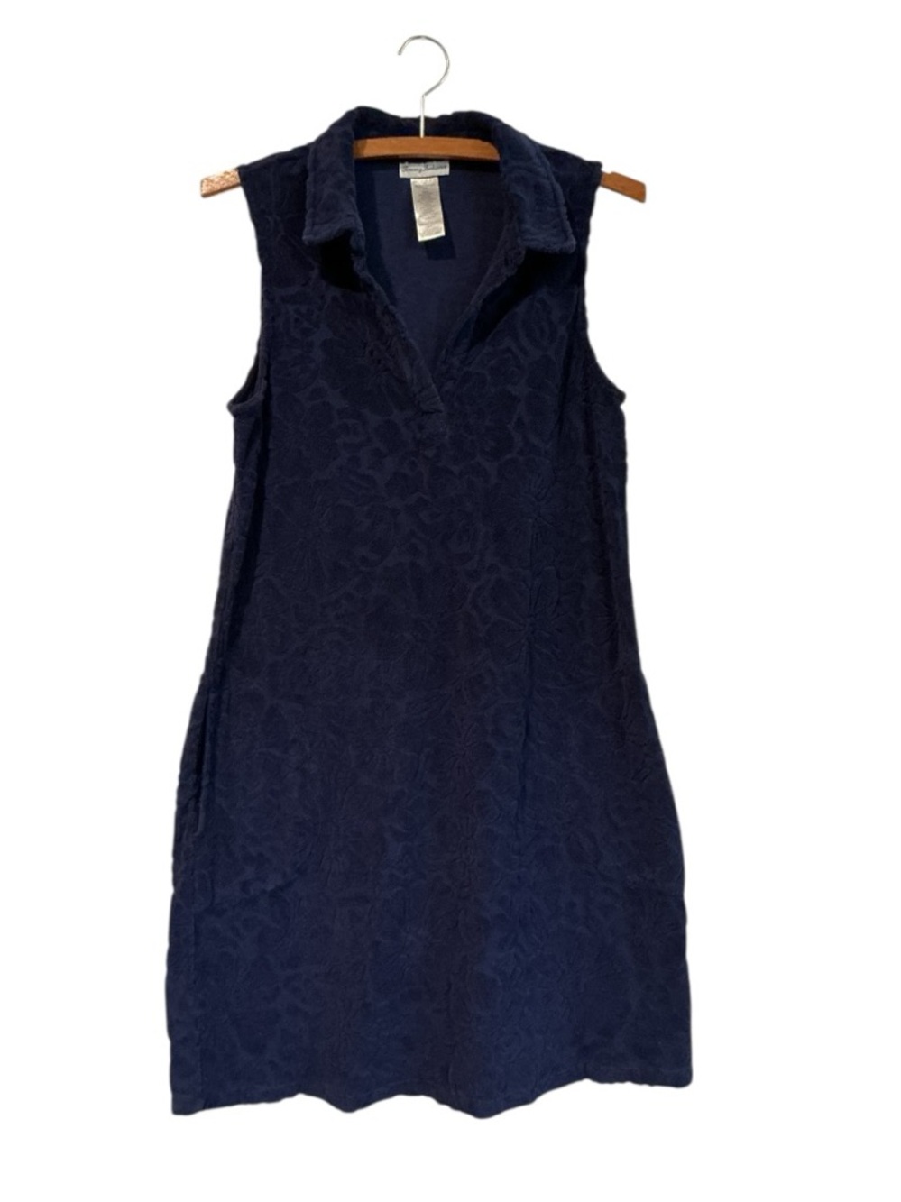 Tommy Bahama Navy Blue Floral Textured Sleeveless Dress Size M Casual Resort - Picture 2 of 6